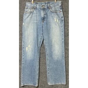 Lucky Brand Bootleg Jeans Mens 32 Short Blue Distressed 30" Inseam